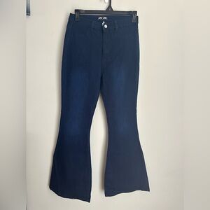 JC JQ Super Flared Bell Bottom Jeans High Rise Stretch Dark Wash Blue XL NWT